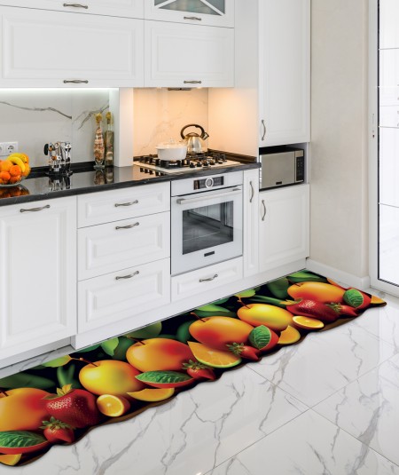 1 - Floss tappeto da cucina no-scivolo con stampa digitale e innovativa forma intagliata