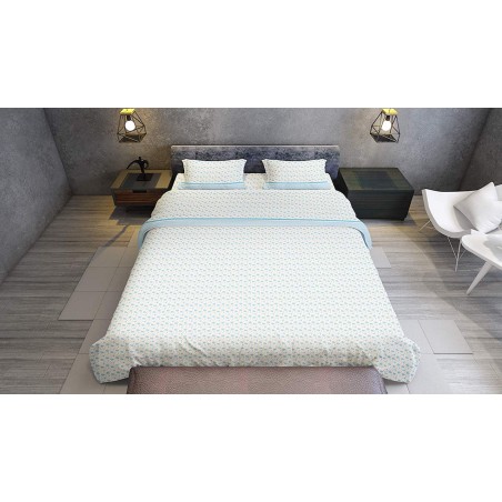 Lenzuola Marlin in cotone vista dall'allto su letto moderno